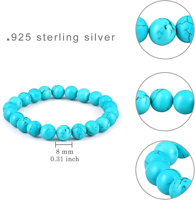 Genuine Turquoise Bead Bracelet for Women Authentic Western Bracelet Vintage Natural Gemstone Real Turquoise Jewelry for Women