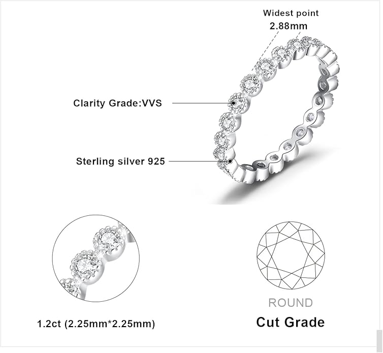 JewelryPalace 14K Gold Plated 925 Sterling Silver Rings for Women, Cubic Zirconia Promise Rings for Her, Stackable Wedding Bands Rings for Women Set Size 4-12