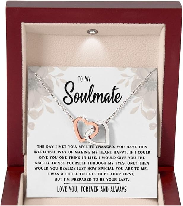 To My Soulmate Necklace For Women, Soul Mate Jewelry for Women, Future Wife Gifts, To My Wife Necklace from Husband, Gifts for Girlfriend, Pendant With Message Card