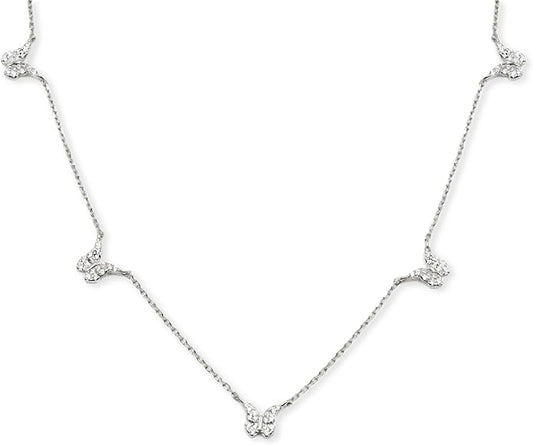 TLTH Butterfly Station Choker Necklace, 18K Plated 925 Sterling Silver, Dainty Adjustable 16"-18" Chain, Gifts for Women Mom Wife