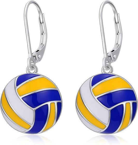 JUSTKIDSTOY 925 Sterling Silver Ball Earrings Sports Leverback Dangle Drop Earrings Jewelry Gifts for Women Girls