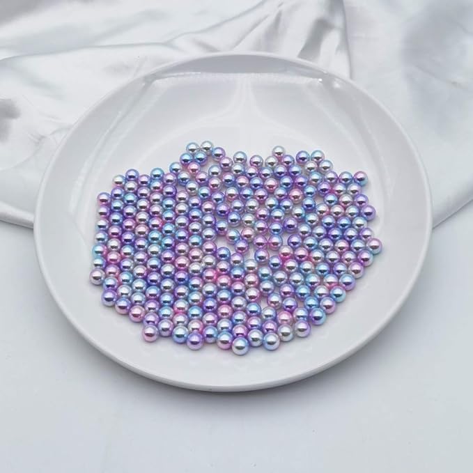 INSPIRELLE 1100 Pieces Gradient Undrilled ABS Art Faux Pearls for Vase Fillers, 8mm Pink-Lilac No Hole Makeup Beads Mermaid Imitation Round Pearl Beads for Table Scatter Home Wedding Decoration