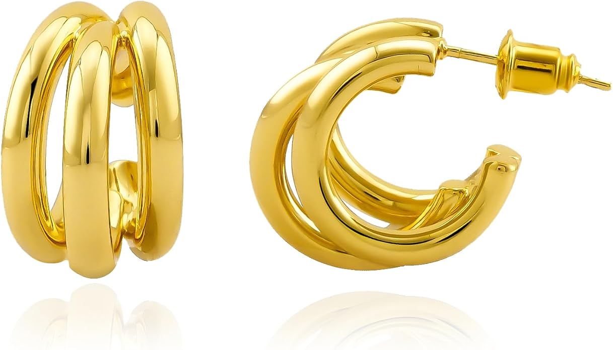NIXMAX Chunky Small Knot Earrings Gold Silver Geometric Earrings for Women Dainty Gold and Silver Plated Dangle Drop Earrings Hypoallergenic and Lightweight Fashion Trendy Jewelry Gifts