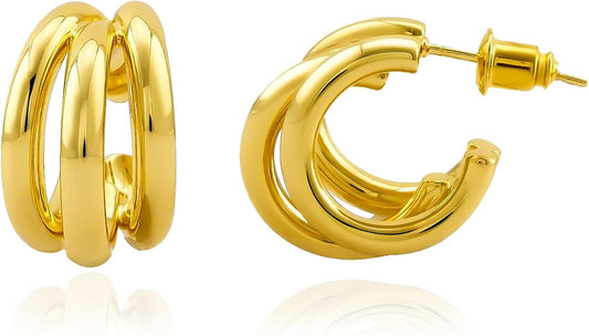 NIXMAX Chunky Small Knot Earrings Gold Silver Geometric Earrings for Women Dainty Gold and Silver Plated Dangle Drop Earrings Hypoallergenic and Lightweight Fashion Trendy Jewelry Gifts