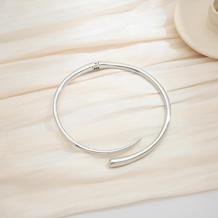 Chunky Collar Necklaces for Women Bold Gold Silver Teardrop Choker Necklace Open Cuff Necklace Fashion Statement Necklaces