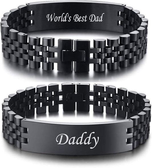 VNOX Masculine Watch Band Stainless Steel Link Bracelet Personalized Jewelry Gift for Men DAD Father Husband Boyfriend