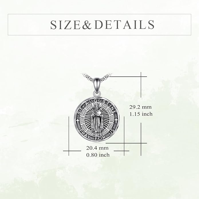 YFN Patron Saint Necklace Sterling Silver Amulet Medal Pendant Religious Protector Jewelry Gifts for Women Men