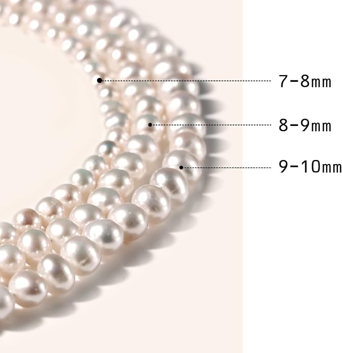Freshwater Cultured Pearl Necklace, Real Pearl Necklace with Silver Chain and Clasp, Jewelry for Brides Wedding Gifts for Women Her Wife Sister