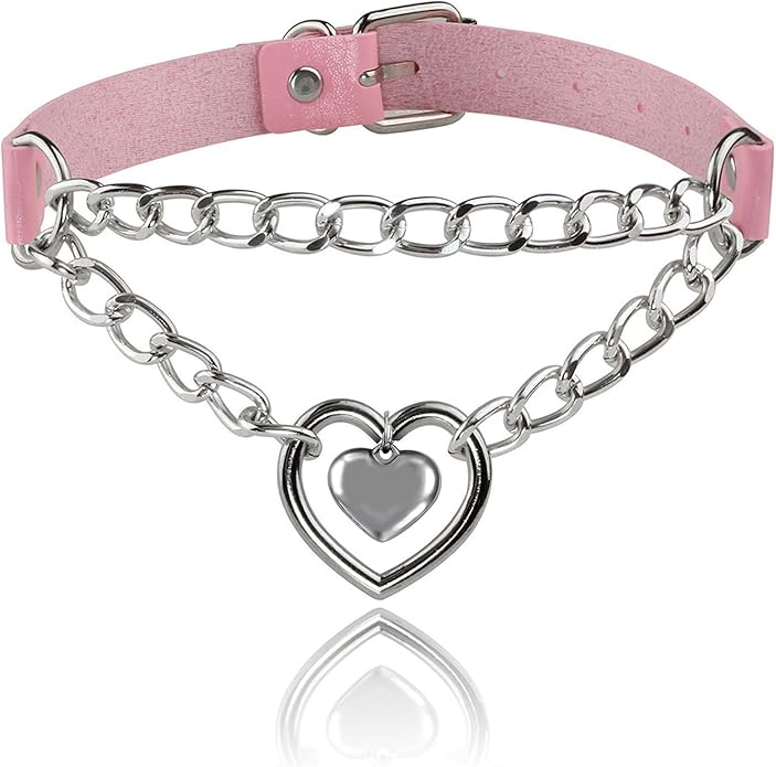 MILAKOO PU Leather Punk Choker Necklaces Circle/Heart Charm Adjustable Collar Necklace for Women