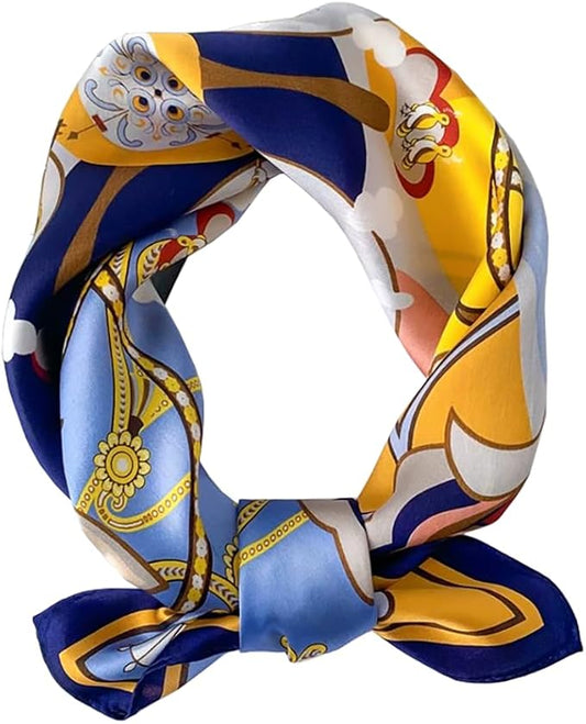 ANDANTINO 100% Pure Mulberry Silk Small Square Scarves -21'' x 21''- Digital Printed Neckerchief –Women Men Lightweight Scarf