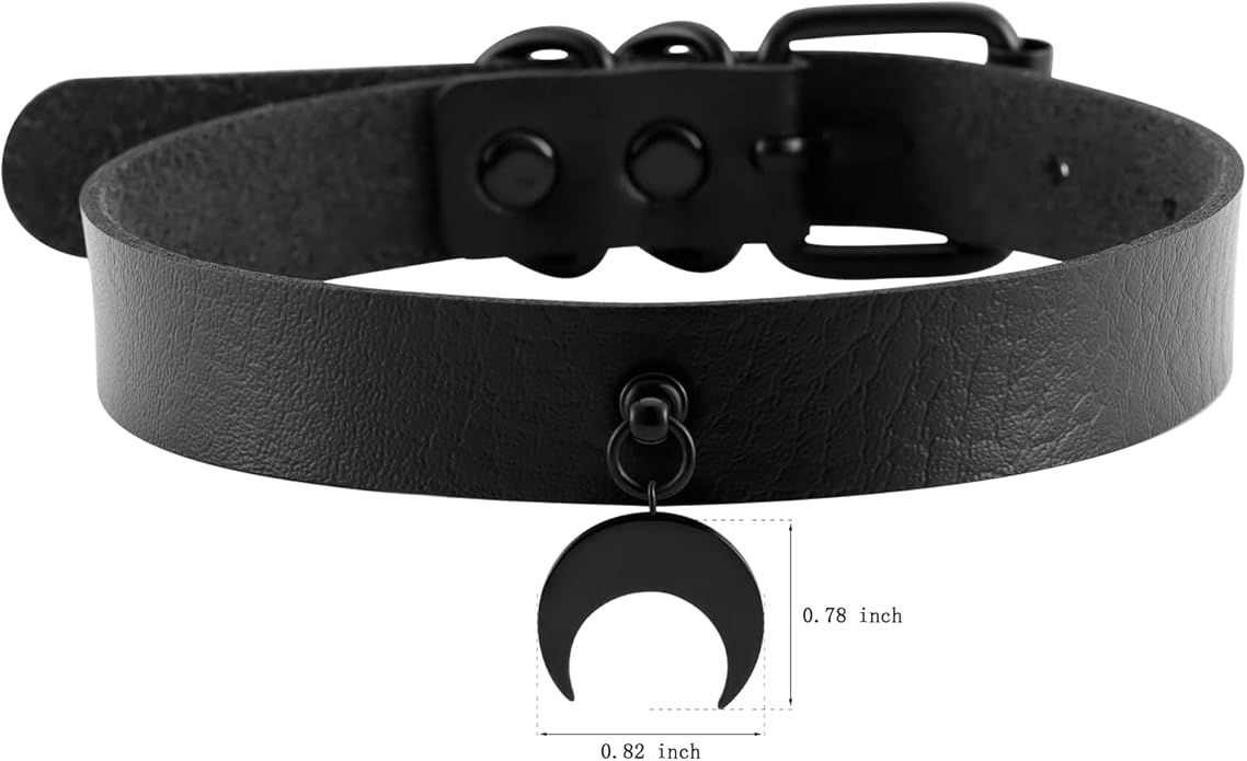 Black Choker Goth Necklace Pu Leather Choker Necklace for Women With Pendant Punk Emo Jewelry Gothic Collar Adjustable
