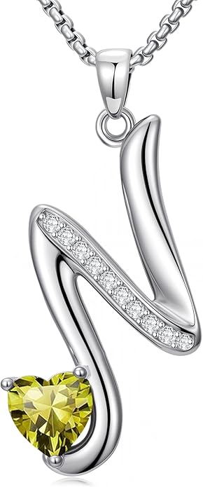 Christmas Gifts for Women Alphabet A to Z Initial Birthstone Pendant Necklaces for Women - 18k White Gold Plated Personalized Name Jewelry Valentine Mothers Day Birthday Gifts for Women Her Girlfriend
