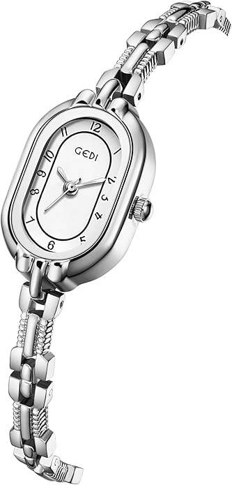 Women's Vintage Oval Watches Luxury Minimalism Bracelet Small Gold Tone Watch Ladies Analog Waterproof Watch Fashion Bangle Bracelet Dress Watch with Stainless Steel Band