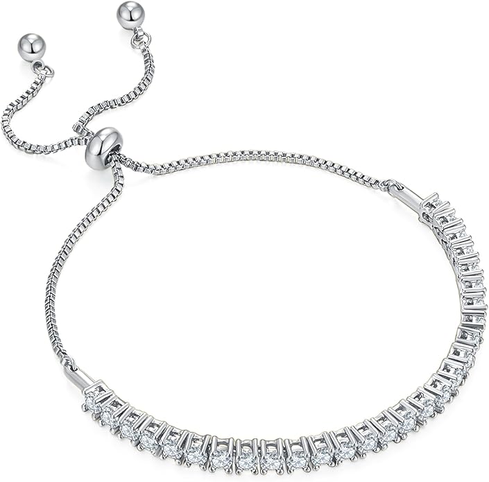 MINDDHA 14K Gold Plated Cubic Zirconia Tennis Bracelet – Elegant Tennis Bracelet for Women, Thin, Dainty, Stackable, Available in 2mm 3mm Width, Silver and Gold Color, Adjustable Slider 6-9 Inch