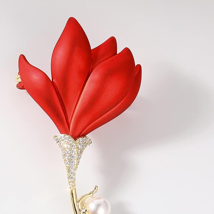 AILONMEI Red Rose Flower Brooches and Pins for Women Costume Jewelry Brooch Pins Broches Jewelry for Women Elegant Lady Pin