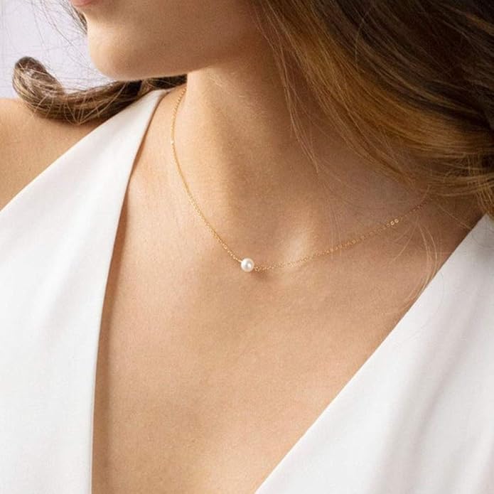 Turandoss Dainty Layered Choker Necklace, Handmade Y Pendant Necklace Multilayer Bar Disc Necklace Adjustable Layering Choker Necklaces for Women