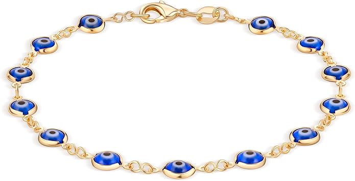 Barzel 18k Gold Plated Evil Eye Anklet Bracelet - Made In Brazil