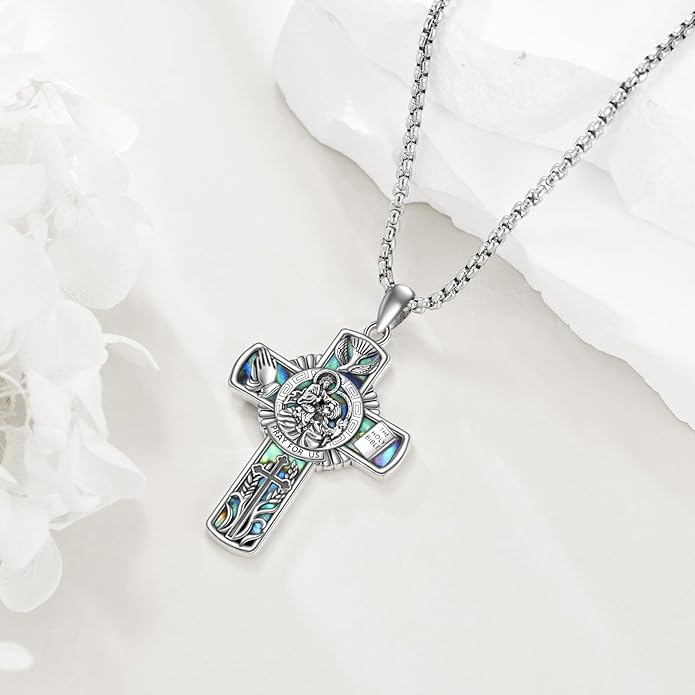 YFN Patron Saint Necklace Sterling Silver Amulet Medal Pendant Religious Protector Jewelry Gifts for Women Men