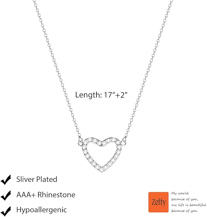 Zeffy Dainty Gold Heart Necklace for Women Trendy 14K Gold/Silver Plate Cute Heart Pendant Choker Necklaces Gold Love Heart Chain Necklace for Women Dainty Gold Jewelry Gifts for Women