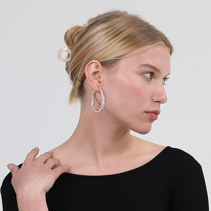 Senteria 925 Sterling Silver Earrings Hoops for Women Lightweight Twisted Hoop Earrings With Cubic Zirconia Hypoallergenic Hoops Earrings (20/30/40/50/60MM)