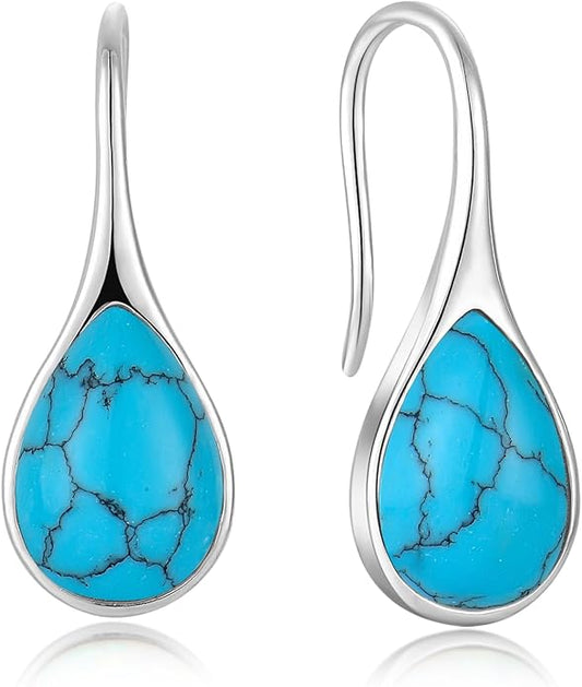 Opal Earrings 925 Sterling Silver Hook Drop Teardrop Gemstone Earrings October Birthstone Dangle Earrings Jewelry Gift for Women