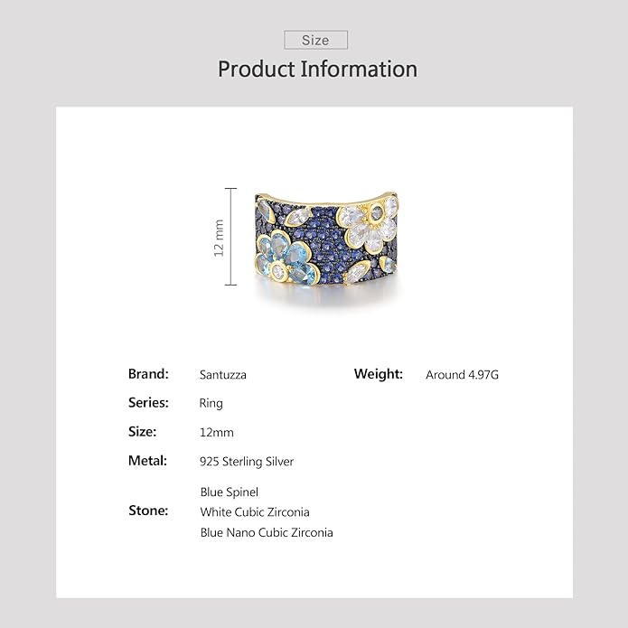 Santuzza 14K Gold Plated Dragonfly Ring Cubic Zirconia 925 Sterling Silver Butterfly Ring