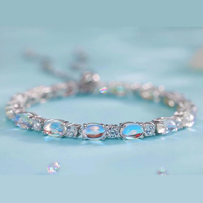 FANCIME Birthstone Tennis Bracelets Sterling Silver Bolo Tennis Bracelets Charm Fine Jewelry Birthday Gifts for Women Mom Wife Her