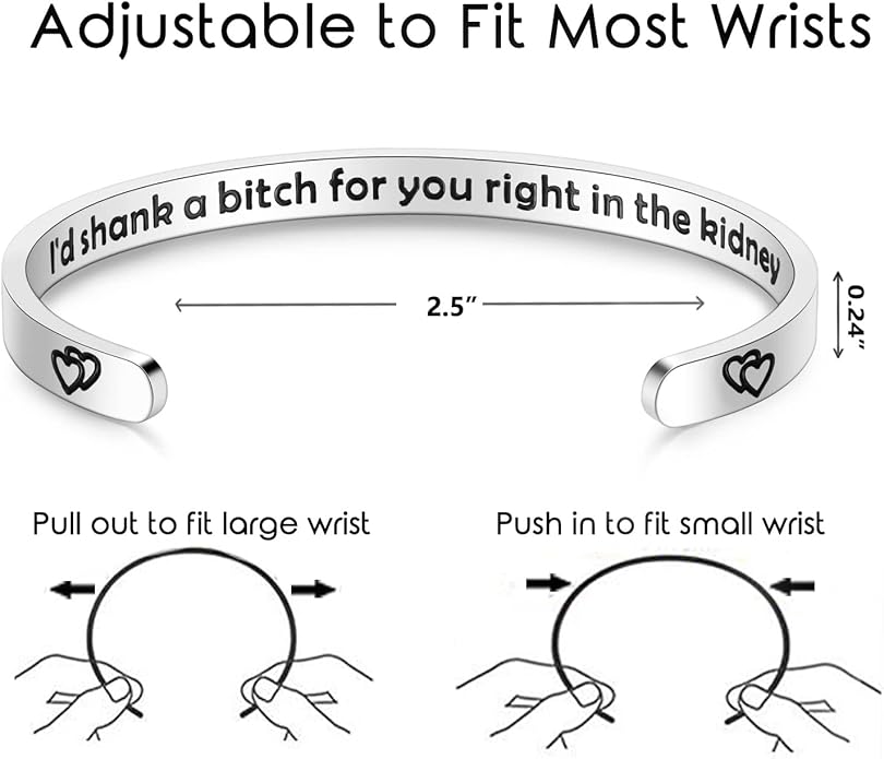 TONY & SANDY Inspirational Bracelets for Women Teen Girls Personalized Gifts for Daughter Granddaughter Mom Sister Friends Stainless Steel Engraved Cuff Birthday Easter Christmas