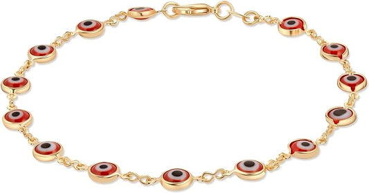 Barzel 18k Gold Plated Evil Eye Anklet Bracelet - Made In Brazil