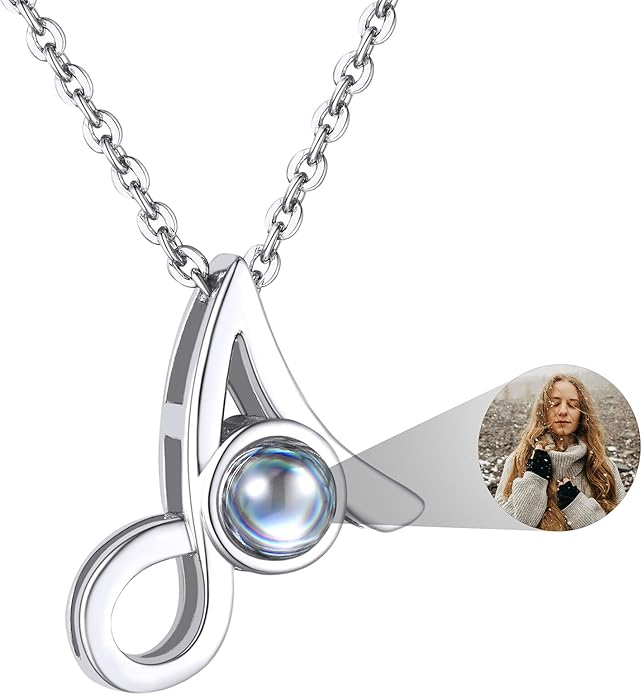 Custom4U Personalized Initial Picture Necklace for Women, Projection Necklace with Picture Inside, Gold/Silver Letter Pendant Necklace, Custom Photo Gifts for Mom Wife Birthday Valentines