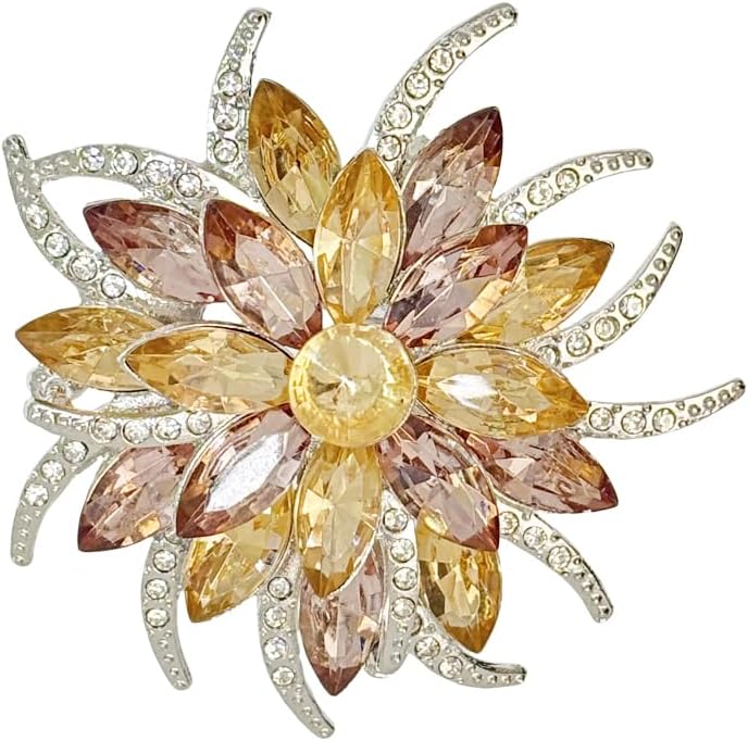 Large Crystal Flower Brooch Pin for Women Red purple pink green Rhinestone Flower Lapel Pin Wedding Party Birthday Dance Banquet Dress Suit Ceremony Clothes Hat Bag Accessories Jewelry