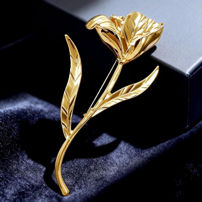 Large Gold Rose Flower Brooches for Women Floral Brooch Pins Womens Vintage Womens Brooch for Dress Clothes Corsage Clothing Brooches Accessories Fashion Exaggerated Metal Corsages Pin Jewelry