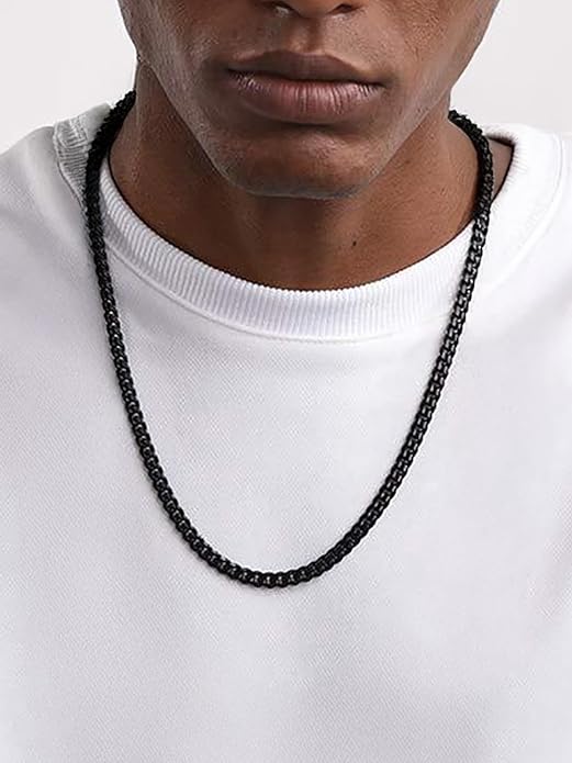 ChainsHouse Miami Cuban Link Chain Necklace for Men, 4.8mm/6mm/10mm/14mm Width, 14K Gold Plated/Stainless Steel/Black Mens Chunky Hip Hop Necklace Curb Chains, 14"-30" Length, Come Gift Box