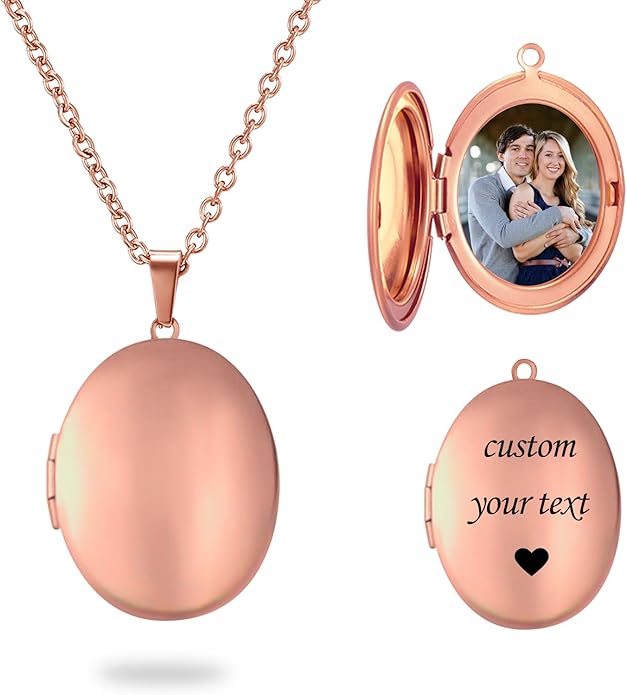 PHOCKSIN Personalized Locket Necklace for Women Photo Necklace with Customized Picture Birth Flower Birthstone New Years Gifts for Women