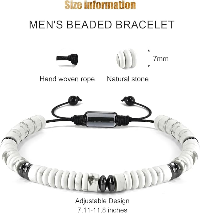 VIBILIA Healing Crystal Bracelets Beaded Bracelets for Men Women Natural Stone Adjustable Bracelets Unique Gifts for Father Son Grandfather Brother Friend
