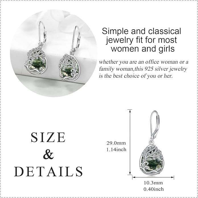 Moonstone Filigree Drop Dangle Teardrop Earrings 925 Sterling Silver Moonstone Leverback Earrings for Women Jewelry Gifts
