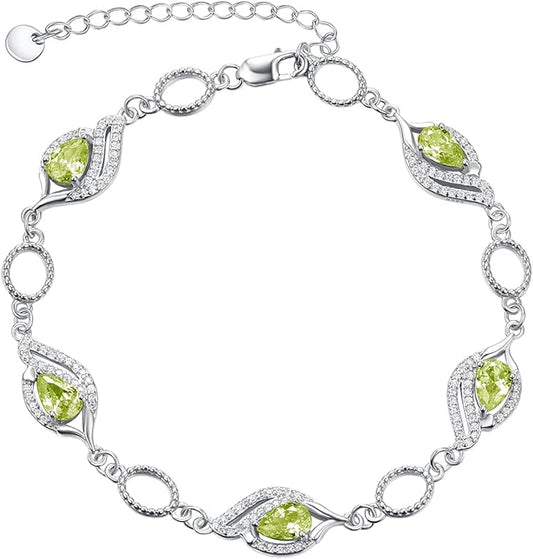 PRAYMOS Birthstone Bracelets for Women Mom Mother's Grandma Sterling Silver Women's Bracelets Birthstone Jewelry Gifts