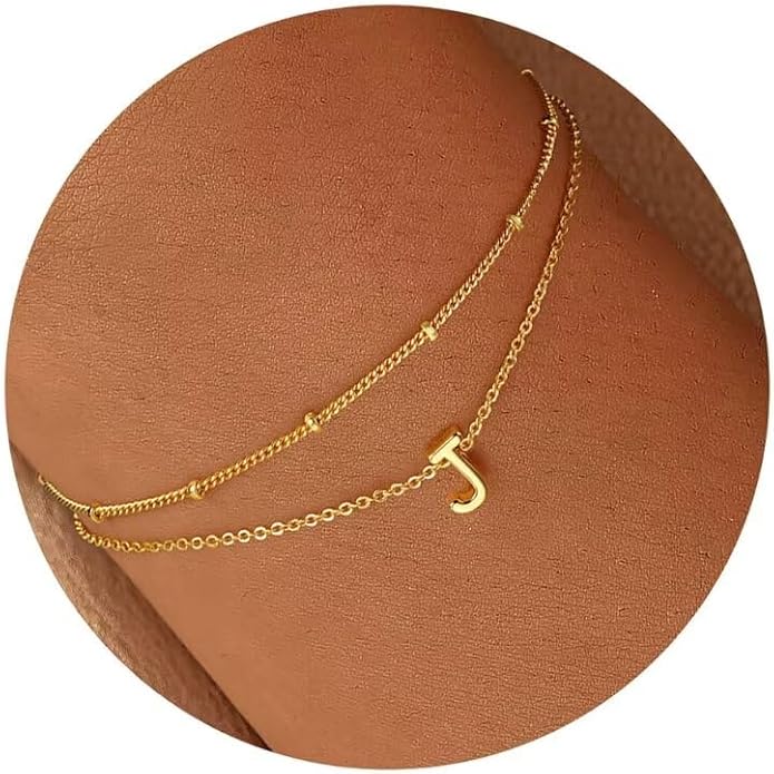 Turandoss Gold Initial Bracelets for Women, Dainty 18K Real Gold Plated Layered Letter A-Z Initial Bracelets Personalized 26 Alphabet Monogram Gold Bracelets for Women Jewelry Gifts Trendy