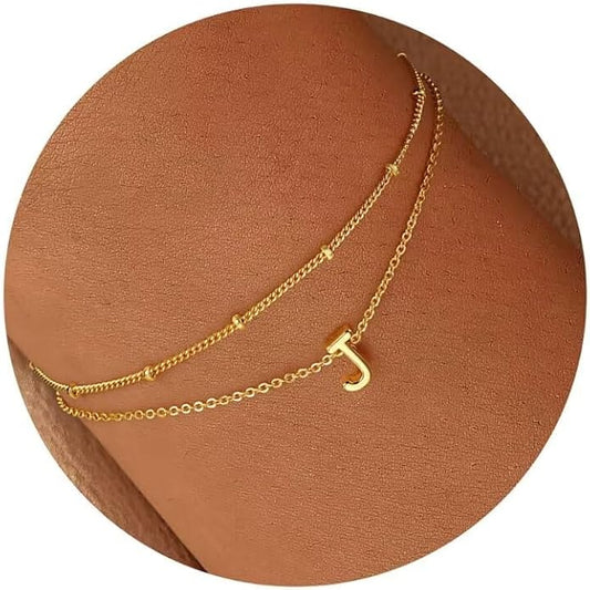 Turandoss Gold Initial Bracelets for Women, Dainty 18K Real Gold Plated Layered Letter A-Z Initial Bracelets Personalized 26 Alphabet Monogram Gold Bracelets for Women Jewelry Gifts Trendy