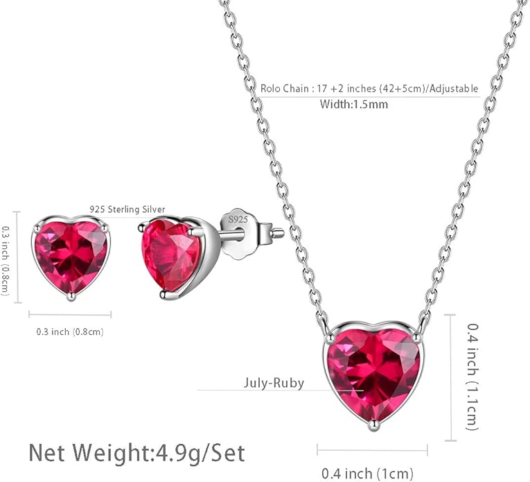 Aurora Tears 925 Sterling Silver 12 Birthstone Hearts Jewelry Women Crystal Wedding/Engagement/Bridal Heart Necklace/Earring/Ring/Bracelet Sets Jewellery