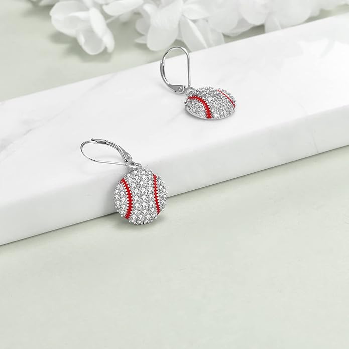 YFN Sports Jewelry Earrings 925 Sterling Silver Baseball Softball Basketball Rugby Football Tennis Volleyball Earrings for Women and Sports Fans Gifts