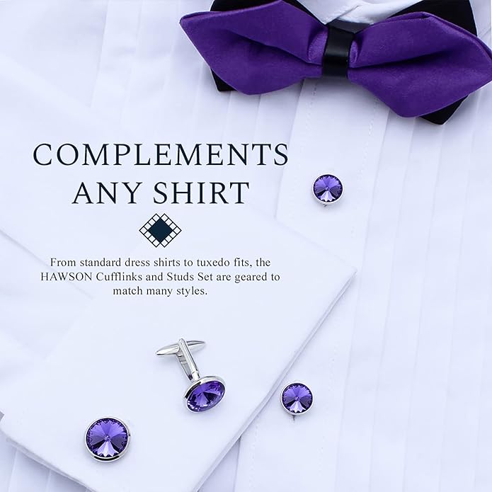 HAWSON Cufflinks for Men with 4/6 pcs Shirt Studs Set, Gift Box Packed, Mens Jewelry or Accessories for Wedding, Party, Anniversary, Birthday