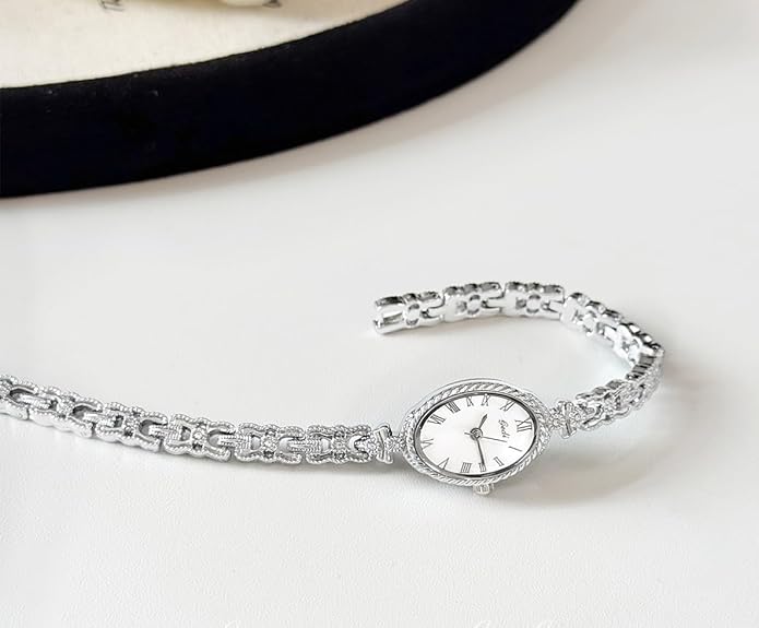 Women's Vintage Oval Watches Luxury Minimalism Bracelet Small Gold Tone Watch Ladies Analog Waterproof Watch Fashion Bangle Bracelet Dress Watch with Stainless Steel Band