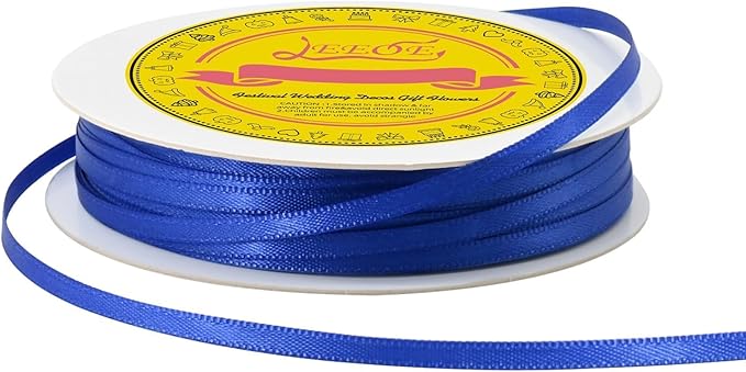 LEEQE Double Face Cobalt Blue Satin Thin Ribbon 1/8 inch X 50 Yards Polyester Cobalt Blue Ribbon for Gift Wrapping Very Suitable for Weddings Party Hair Bow Invitation Decorations and More