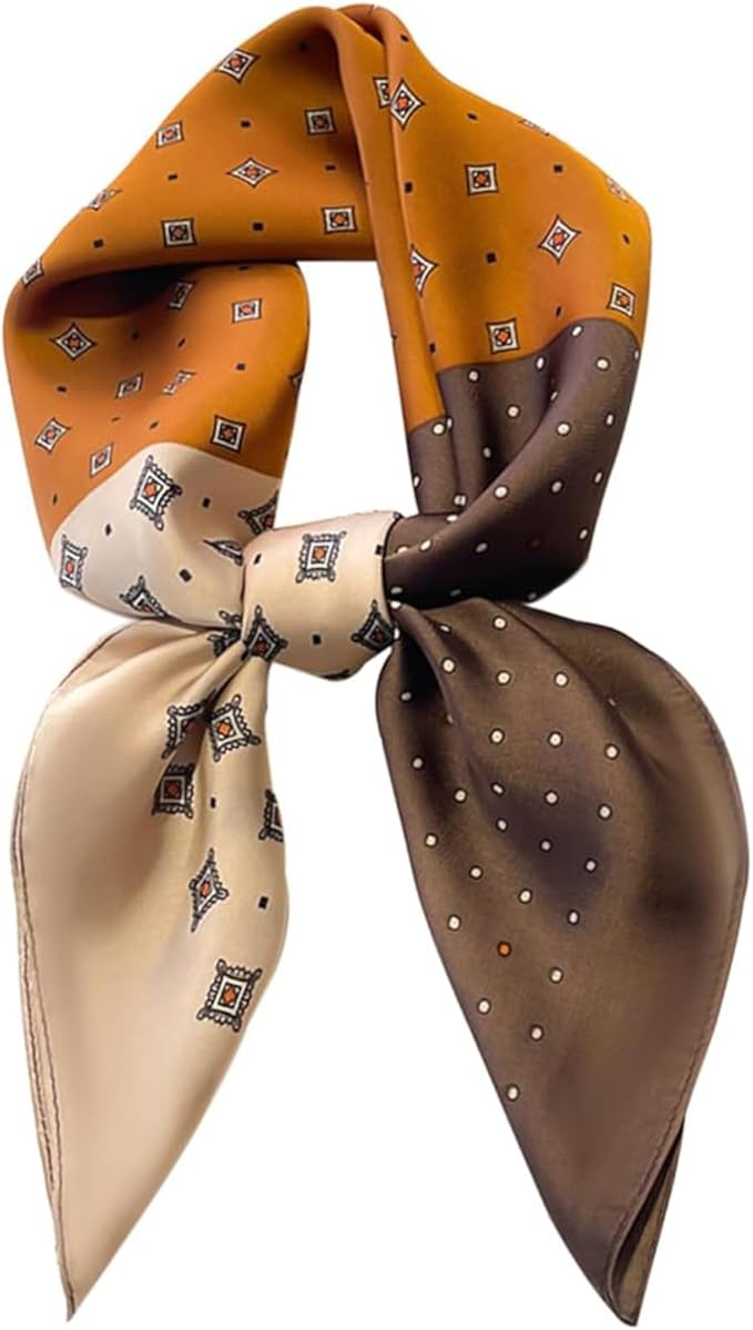 kcctoo 27.5" Mulberry Silk Feeling Head Scarf Women's Fashion Square Neck Satin Scarfs for Bag Hair Scarves Gift
