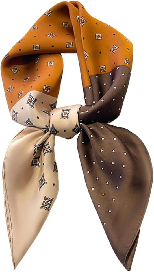 kcctoo 27.5" Mulberry Silk Feeling Head Scarf Women's Fashion Square Neck Satin Scarfs for Bag Hair Scarves Gift