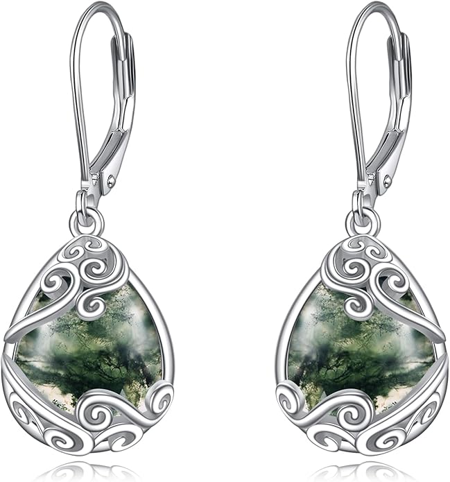 Moonstone Filigree Drop Dangle Teardrop Earrings 925 Sterling Silver Moonstone Leverback Earrings for Women Jewelry Gifts