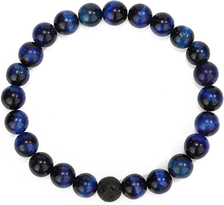 MengPa Mens Beaded Bracelets Couples Matching Bracelet Set Lava Rock Beads for Women Stone Jewelry