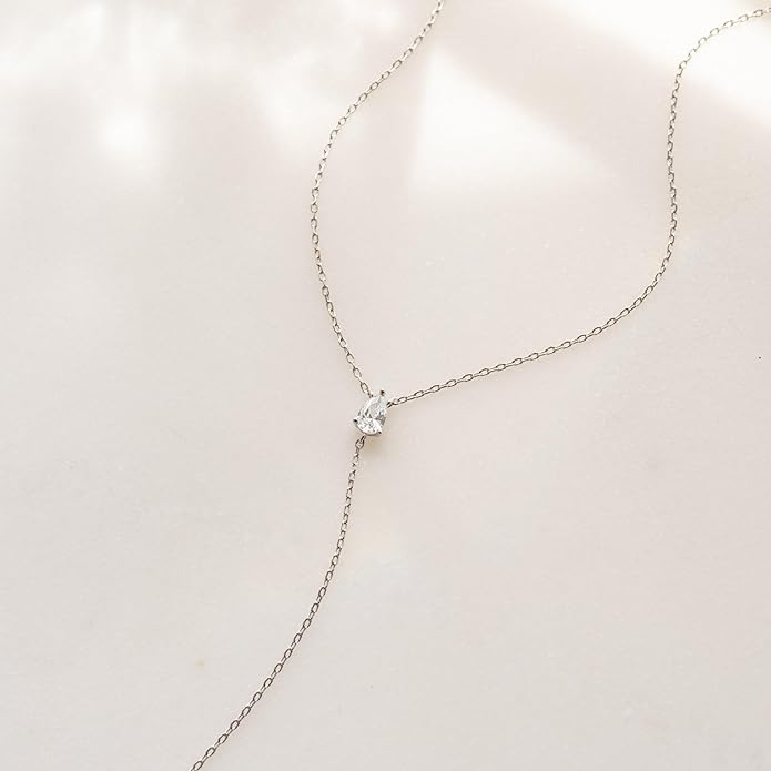 Lariat Necklace for Women, Dainty Long Necklaces, 14k Gold/Silver Plated Y-Shaped Drop Chain Necklace, Simple Layered Necklaces, Trendy Jewelry Gifts for Her