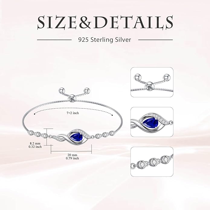 Christmas Gifts Birthstone Bracelet for Women 925 Sterling Silver Infinity Love Jewelry Birthday Gifts for Women Mom Wife Girlfriend